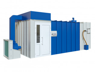 Покрасочная комната 3х5м с водяной завесой, приточным пленумом и фильтром грубой очистки воздуха (ФГО)