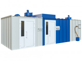 Покрасочная комната 3х8м с водяной завесой, приточным пленумом, с сушильной зоной и ФГО